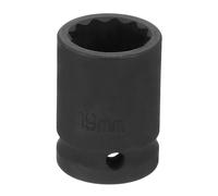 sourcing map Llave de vaso de impacto de 12 puntos de 1/2 pulgada de 19 mm métrica Cr-V de impacto poco profundo para reparación de automóviles