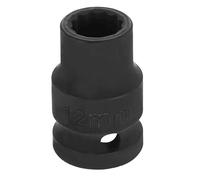 sourcing map Llave de vaso de impacto poco profunda de 12 mm, 12 puntos métricos CR-V, tuerca de husillo de acero CR-V, funda abatible para reparación de tuercas de automóviles en el hogar