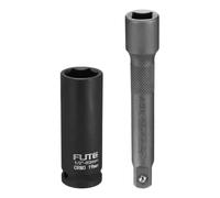 sourcing map Llave de vaso de impacto profunda de 6 puntos de 1/2 pulgada de 19 mm, llave métrica de 3 pulgadas de longitud con 5 pulgadas de largo y 1/2 pulgada, barra de extensión, llave de carraca