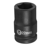 sourcing map Llave de vaso de impacto profundo de 6 puntos de 0.75 pulgadas, 22 mm métrico CR-V de acero hexagonal de 2.4 pulgadas de largo para reparación de máquinas automáticas