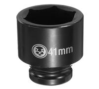 sourcing map Llave de vaso de impacto profundo de 6 puntos de 0.75 pulgadas, 41 mm métrico CR-V de acero hexagonal de 2.4 pulgadas de largo para reparación de máquinas automáticas