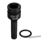 sourcing map Llave de vaso de impacto triple cuadrada M13 de 13 mm CR-MO de acero de 12 puntos con pin de chaveta y junta tórica para adaptador de destornilladores de taladro eléctrico