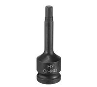 sourcing map Llave de vaso hexagonal de impacto de 7 mm H7 de 1/2 pulgada CR-MO de acero fosfato negro de impacto hexagonal para destornillador hexagonal para mecánicos de automóviles, reparación y