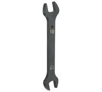 sourcing map Llave gruesa de doble extremo abierto de 17 mm x 19 mm, llave métrica de acero al carbono de tamaño estándar para reparaciones de rutina de mantenimiento del hogar, color negro
