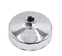 sourcing map Llave Tapón para Filtro de Aceite Extractor 94mm DE 15 Flautas de Metal Tono Plata Coche