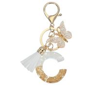 Sourcing Map Llavero con letra inicial, llavero de borla de mariposa bonito, llavero con dije de letra para mujeres y niñas, llavero para bolso de mano, 105mm/ 4.1 inch