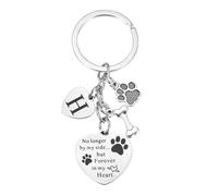sourcing map Llavero conmemorativo personalizado para la pérdida de perro, hecho a mano, grabado con dije de corazón de hueso de pata, plata, 1