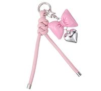 sourcing map Llavero de cuero con lazo de 5.9 pulgadas, bonito colgante de corazón con lazo y correa trenzada para funda de teléfono, llave de coche, bolsos, bolsos, decoración, color rosa