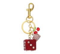 sourcing map Llavero de dados, llavero creativo, elegante, bolsa de dados, bolso de mano, accesorios para colgar cartera, llave de coche, teléfono celular, cereza de dados rojos (dados y cereza)