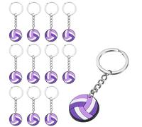 sourcing map Llavero de voleibol a granel, llaveros de voleibol con anillo de metal, mochila, encanto, regalos de equipo, regalos de fiesta deportiva, Morado y blanco., 8cm