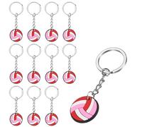 sourcing map Llavero de voleibol a granel, llaveros de voleibol con anillo de metal, mochila, encanto, regalos de equipo, regalos de fiesta deportiva, rojo y blanco, 8cm