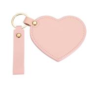 sourcing map Llavero espejo, mini espejo compacto con cubierta de piel sintética, tamaño de bolsillo, forma de corazón, portátil, giratorio, plegable, rosa, 9 x 8 x 1 cm