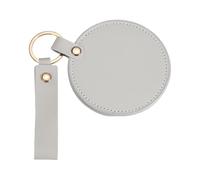 sourcing map Llavero espejo, mini espejo compacto con cubierta de piel sintética, tamaño de bolsillo, redondo, portátil, giratorio, plegable, Elefante gris, 9 x 8 x 1 cm