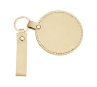 sourcing map Llavero espejo, mini espejo compacto con cubierta de piel sintética, tamaño de bolsillo, redondo, portátil, giratorio, plegable, oro rosa, 9 x 8 x 1 cm