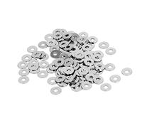 sourcing map M1,4 x 4mm x 0,3mm Níquel Chapado Plano Arandelas Espaciadores Juntas Sujetador 100 Piezas
