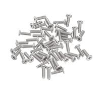 sourcing map M1.6-0.35 x 5 mm, 50 tornillos de cabeza redonda plana de acero inoxidable 304, tornillos de máquina Phillips Drive, cierre de hardware para conexión de muebles