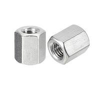 sourcing map M10 x 1,5 Paso 20mm Longitud Acoplamiento Tuercas, 6uds 304 Inoxidable Acero Métrico Hexagonal Varilla Acoplamiento Tuercas