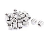 sourcing map M10x10mm Métrico 304 Inoxidable Acero Hexagonal Entrada Conjunto Plano Punta Prisioneros Tornillos Tono Plateado para Toalla Rejilla Puerta Perilla 20uds