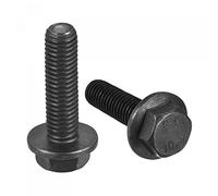 sourcing map M10x35mm Hexagonal Brida Pernos, 6uds 10.9 Grado Carbono Acero Hexagonal Cabeza Tornillos
