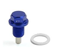 sourcing map M12 X 1.5 Tornillo Magnéctico para Drenaje de Carter de Aceite con Arandela para Motor de Coche Azul Aluminio