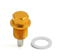 sourcing map M14X1,5 Tornillo Magnéctico para Drenaje de Carter de Aceite con Arandela para Motor de Coche Aluminio Tono Oro