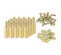 sourcing map M2.5 - Juego de 20 tuercas espaciadoras hexagonales de latón macho, juego de 20 tuercas de tornillo de columna hexagonal M2.5 x 13+6 para placa base Raspberry Pi PCB DIY