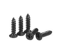 sourcing map M3.5 X 16mm Madera Tornillos Phillips Plano Cabeza Carbono Acero Auto Roscantes Tornillos Negro 200 Piezas