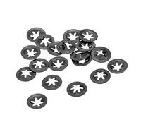 sourcing map M3 Estrella Bloqueo Arandela 2.5mm DI 9mm OD Interno Diente Bloqueo Arandelas Empuje Bloqueo Velocidad Clip 65Mn Negro Óxido Acabado 20 Piezas
