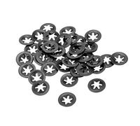 sourcing map M3 Estrella Bloqueo Arandelas 2,5mm DI 9mm OD Interno Diente Bloqueo Arandelas Empuje -Activado Bloqueo Velocidad Clip 65Mn Negro Óxido Acabado 40 Piezas