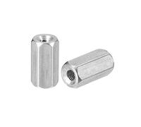 sourcing map M3 x 0,5 Paso 12mm Longitud Acoplamiento Tuercas 5uds 304 Inoxidable Acero Métrico Hexagonal Varilla Acoplamiento Tuercas