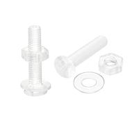 sourcing map M3 x 16mm Plástico Phillips Máquina Tornillos con Tuercas y Planas Arandelas, PC Plana Cabeza Máquina Pernos Transparente 20 Juegos