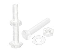 sourcing map M3 x 20mm Plástico Phillips Máquina Tornillos con Tuercas y Planas Arandelas, PC Plana Cabeza Máquina Pernos Transparente 20 Juegos