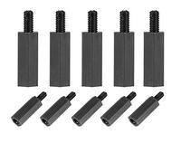 sourcing map M3x15mm + 6mm Macho-Hembra Hexagonal Nylon PCB Madre Placa Espaciador Separador para FPV Drone Cuadricóptero, Computadora y Circuito Placa Negro 50 Piezas