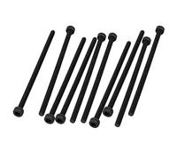 sourcing map M3X65 Tornillo moleteado de cabeza hexagonal rosca completamente Negro 10pcs