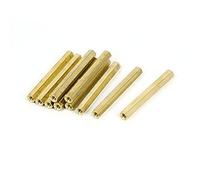 sourcing map M4 x 50mm Hembra Roscado Latón Hexagonal Separador Pilar Espaciador Tuerca 10uds
