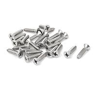 sourcing map M5,5 x 25mm de cabeza plana Phillips tornillo autorroscante tono plateado 25 pcs