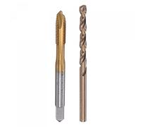 sourcing map M5 X 0,8 Espiral Punta Rosca Macho Y 4,2mm Taladro Juego, Métrico Titanio Chapado Cobalto Alta Velocidad Acero Máquina Tornillo Rosca Macho Roscado Herramienta