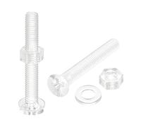 sourcing map M5 x 40mm Plástico Phillips Máquina Tornillos con Tuercas y Planas Arandelas, PC Plana Cabeza Máquina Pernos Transparente 20 Juegos