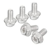 sourcing map M5x10mm Phillips Hexagonal Cabeza Brida Pernos, 10uds 304 Inoxidable Acero Hexagonal Phillips Brida Cabeza Hexagonal Pernos Máquina Tornillos
