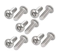 sourcing map M5x16mm 304 Cabeza de botón de acero inoxidable a prueba de manipulaciones de Seguridad Tornillos Torx 10pcs