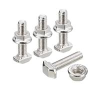 sourcing map M5x20mm T Ranura Inserción Perno y M5 Hexagonal Brida Tuerca Juego, 10 Juegos Martillo Cabeza T-Perno T Forma Perno Tornillo Deslizante para 20 Serie Aluminio Perfil