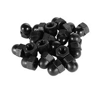 sourcing map M6 Rosca Dia Cúpula Cabeza Nylon Tapa Bellota Hexagonal Tuercas Negro 20Uds