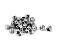 sourcing map M6 x 5 mm de punta cónica hueca hexagonal de Tornillo sin cabeza en tono plateado 25 pcs