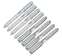 sourcing map M8 Colgador Pernos Longitud 3-1/8"(79mm) Doble Cabeza Pernos Autorroscantes Tornillo 8mm Madera Junta Muebles Patas 8 Piezas