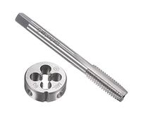 sourcing map M8 x 1,25 mm métrico izquierdo juego de grifo y troqueles de rosca de máquina con troquel de roscado redondo, kit de grifo y troquel para reparación de roscas de tornillo de tuerca