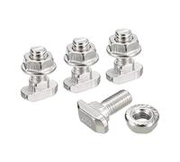 sourcing map M8x20mm T Ranura Inserción Perno y M8 Hexagonal Brida Tuerca Juego, 8 Juegos Martillo Cabeza T-Perno T Forma Perno Tornillo Deslizante para 45 Serie Aluminio Perfil