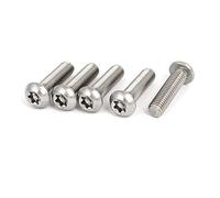 sourcing map M8x30mm 304 Cabeza de botón de acero inoxidable tornillos de máquina de seguridad Torx 5pcs