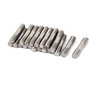 sourcing map M8x40mm 304 Inoxidable Acero Doble Extremo Rosca Perno Dientes Varilla Plata Tono 20 Piezas