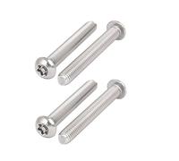 sourcing map M8x60mm 304 Cabeza de botón de acero inoxidable tornillos de máquina de seguridad Torx 4pcs