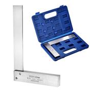sourcing map Machinist Square - Regla cuadrada de acero al carbono para carpintería de precisión de 90 grados con asiento ancho para diseño y medición de precisión, color plateado